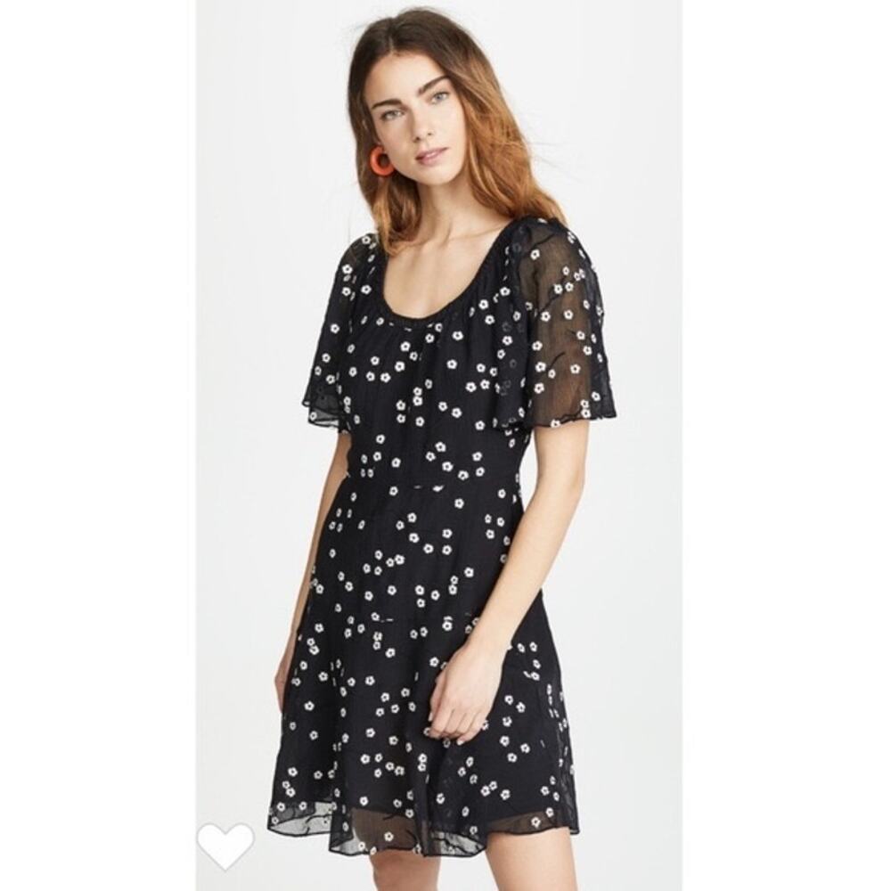 Rebecca Taylor Alessandra Floral-Embroidered Dress Black Size 2